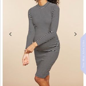 Stripped & Ribbed Maternity Dress